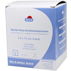 Vlies-Schlitzkompressen steril 7,5 x 7,5 cm 6–fach