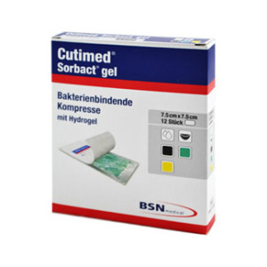 Cutimed Sorbact Gel Kompressen 7,5x7,5 cm