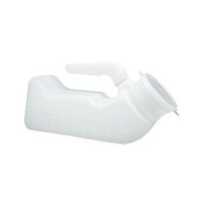 Urinflasche Mann mit Griff und Deckel milchig