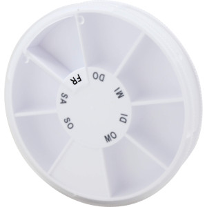 Tablettenspender Icron, 7-Fächer mit transparentem Deckel