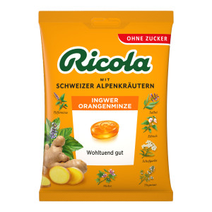 Ricola Ingwer Orangenminze Bonbons o. Zucker im Beutel