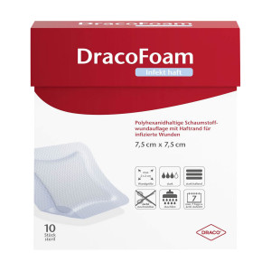 DracoFoam Infekt haft Schaumstoffwundauflage 7,5 x 7,5 cm