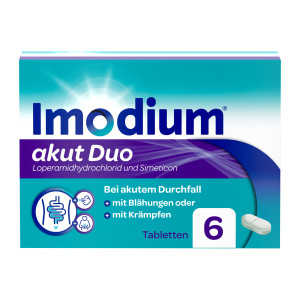 Imodium akut Duo 2 mg/125 mg Tabletten bei akutem Durchfall