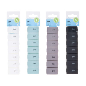 Pillendose mit 7 Fächern Kunststoff matt sortiert