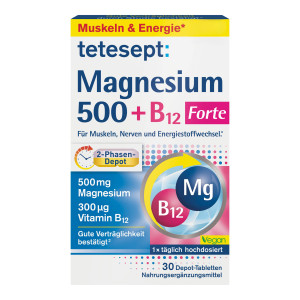 Tetesept Magnesium 500 + B12 forte Depot-Tabletten