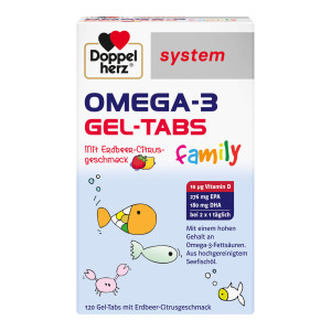 Doppelherz system Omega-3 Gel-Tabs family Erdbeer-Citrus
