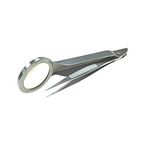 Pinzette Splitter Spitz mit Lupe 8 cm