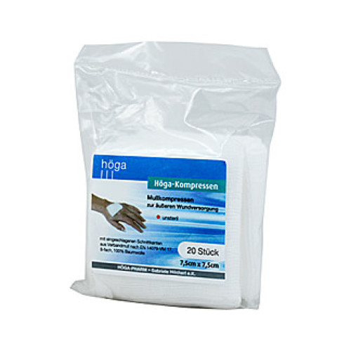 Höga Kompressen 7,5 x 7,5 cm Unsteril 8 fach