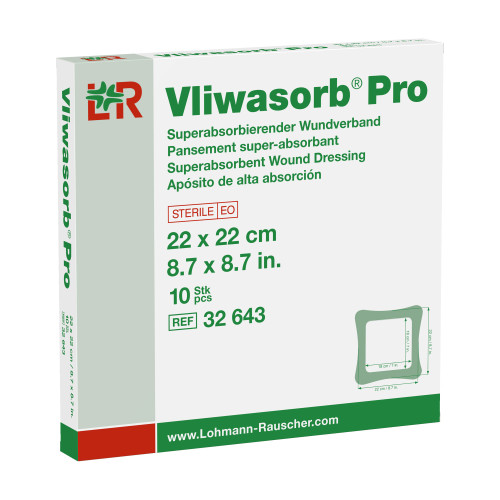 Vliwasorb Pro Superabsorbierende Kompresse steril 22x22 cm