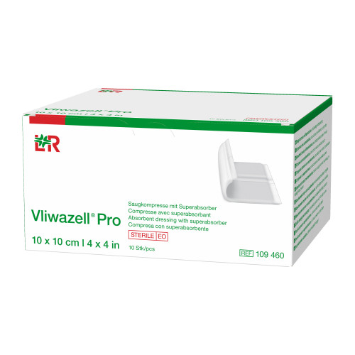 Vliwazell Pro Saugkompresse mit Superabsorber 10x10 cm