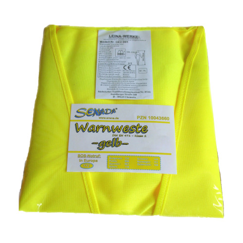 Senada Warnweste gelb im Beutel