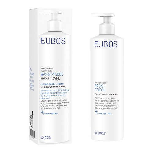 Eubos BASIS PFLEGE Flüssig Wasch + Dusch blau m. Dosiersp.