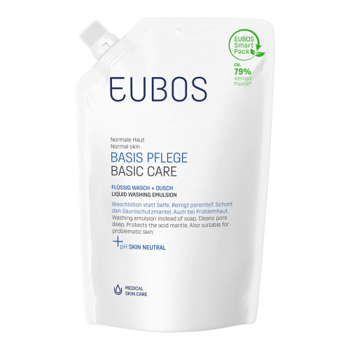Eubos BASIS PFLEGE Flüssig Wasch + Dusch blau Nachfüllbeutel