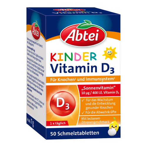 Abtei Kinder Vitamin D3 Schmelztabletten